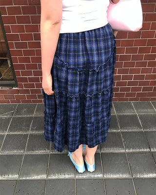 Checked vintage long skirt