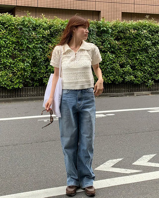 Washed wide-leg denim