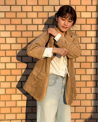 Loose-fit suede jacket