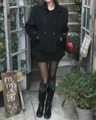 [wool 40%] wool double short coat [2color]
