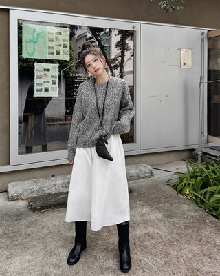 Cotton frill midi skirt