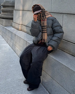 Checked wool blend scarf