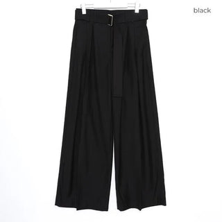 Wide-leg pants with belt and pleats