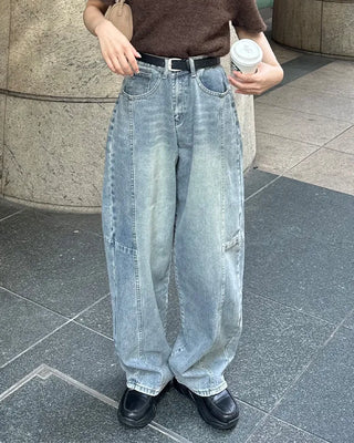 Side yoke seam wide jeans