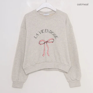 Ribbon lettering cropped sweatshirt