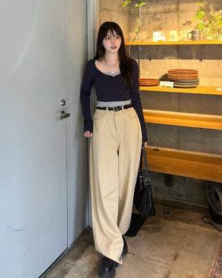 Wide-fit cotton pants