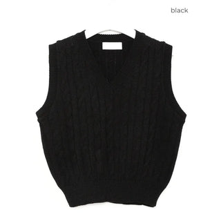 Twist V-neck knit vest