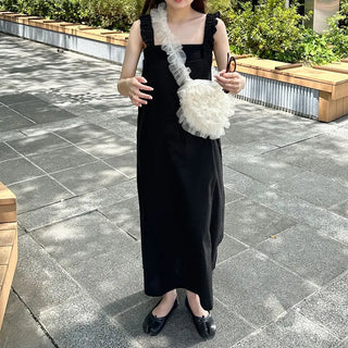 Shirred sleeveless long dress