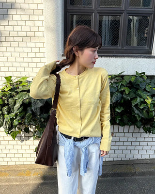Short crew neck cardigan