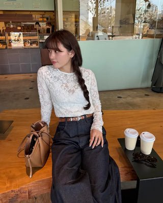 Flower sheer T-shirt