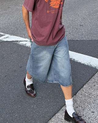 Washed denim Bermuda shorts