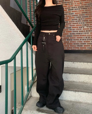 Drape off-shoulder T-shirt