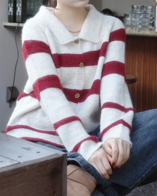 Striped knit cardigan