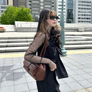 Dot pattern sheer T-shirt