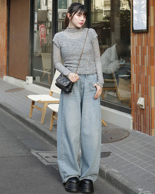 See-through T-shirt & knit set