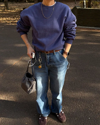 Fleece-lined colored sweatshirt