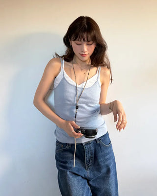 Cropped perforated tank top