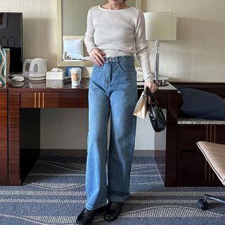 Wide-fit denim pants