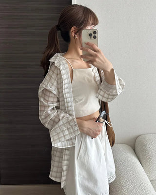 See-through check shirt