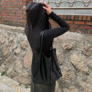 Button-wrap knit hooded parka