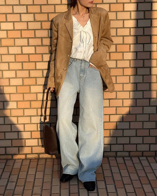 Washed oversized denim pants