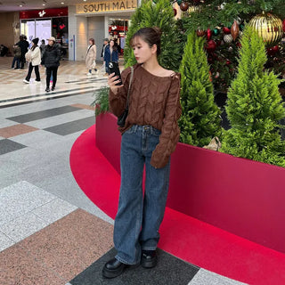 Basic denim pants with brushed lining