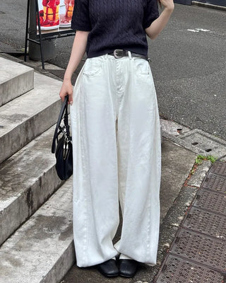 Wide-leg pants with back button detail