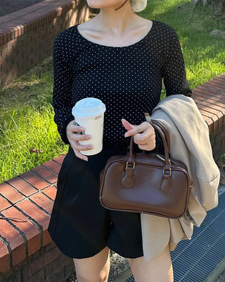 Scalloped Cuff Dot Long T-Shirt