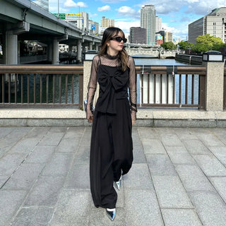 Pintuck wide slacks