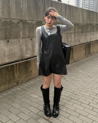 Leather mini dress