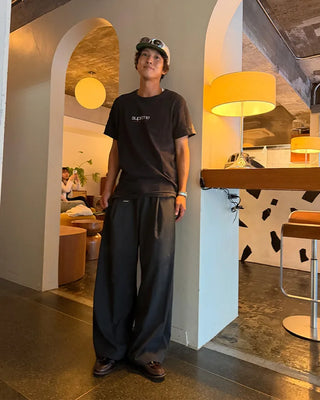 Pinstripe two-pleat slacks