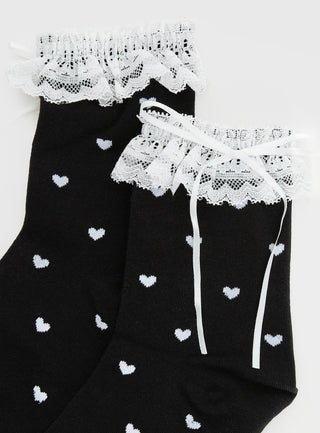 Reminisce Heart Detail Socks Black  White