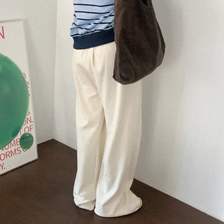 Button wide elastic waist pants