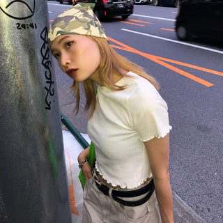 Cropped Frill Half-Sleeve T-Shirt