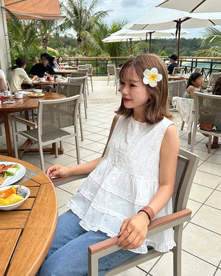 Embroidered ruffle blouse