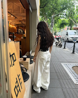 Ribbon back pocket balloon pants