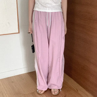 Nylon track pants with elastic waistband