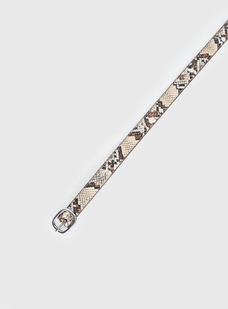 Jacksonne Faux Leather Belt Snake  Silver