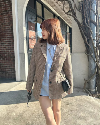 Oversized check jacket