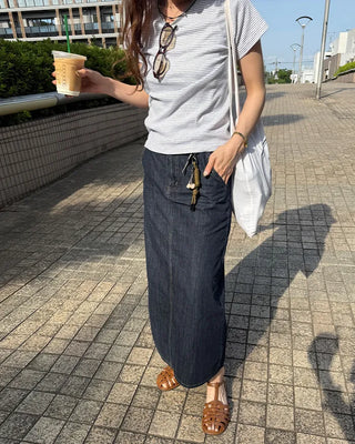 I-line denim skirt