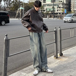 (Unisex) Banding Washed Denim Pants