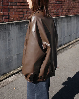 Loose-fit leather jacket