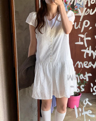 Punched Shirring Mini Dress