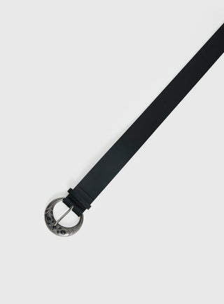Emlynn Faux Leather Belt Black  Silver