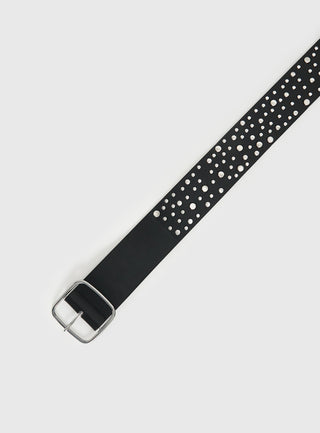 Wanna Find Out Faux Leather Belt Black  Silver