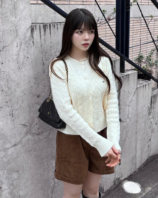 Crop Cable Knit Cardigan