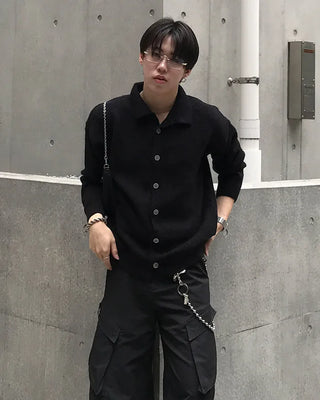 Soft polo knit cardigan