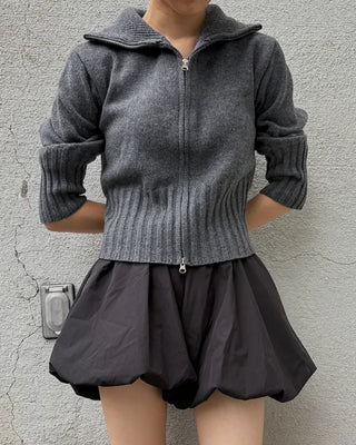 Double-zip ribbed knit top