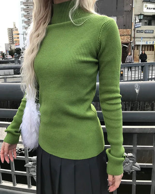 Half-neck long-sleeve T-shirt