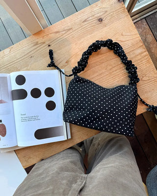 Dot Shirring Shoulder Bag